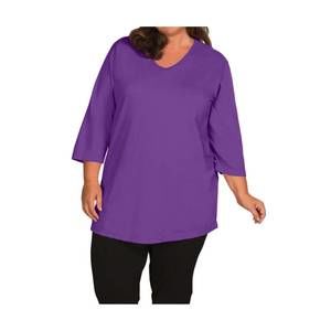 NEW ON THE PLUS SIDE 3/4 sleeve v-neck tee - plus in acai